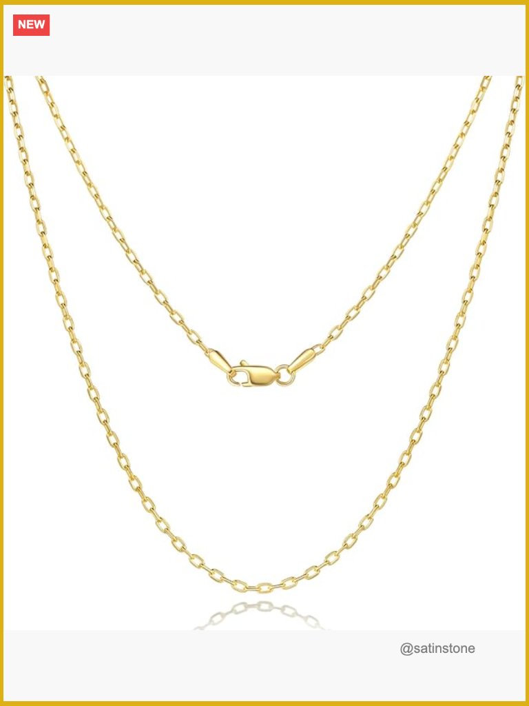 14k Gold Plated Paperclip Chain Necklace 1.7mm Minimalist
